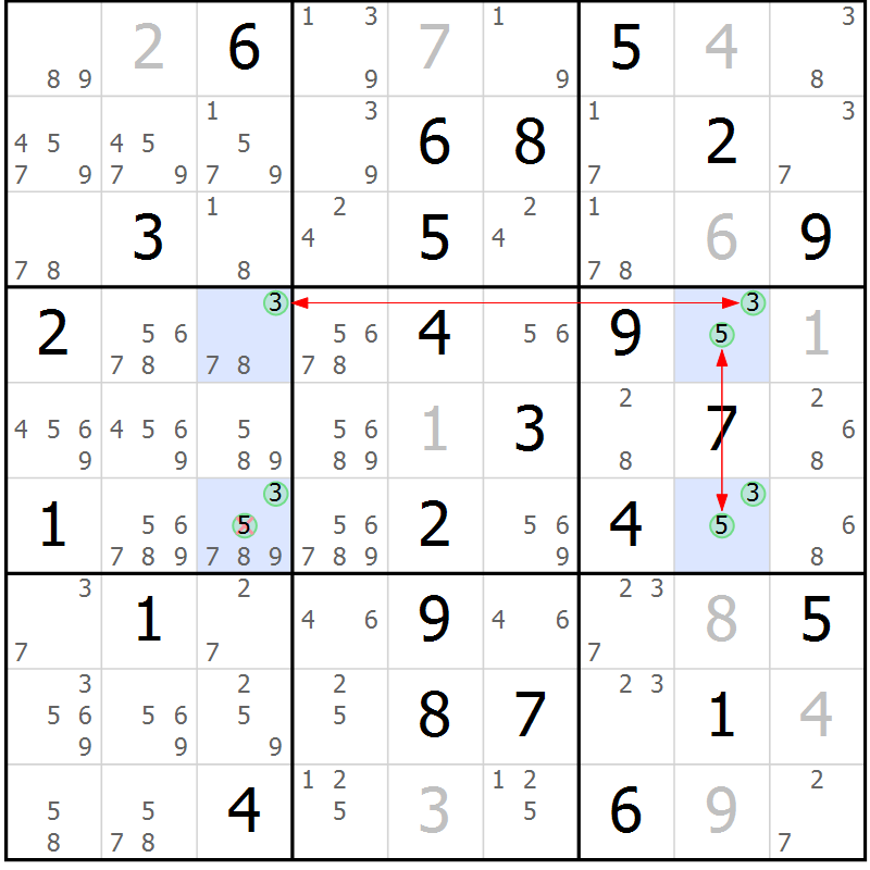Position des candidats pour la solution de la Gr 82 page 85 du magazine de sudoku Suprême n° 034