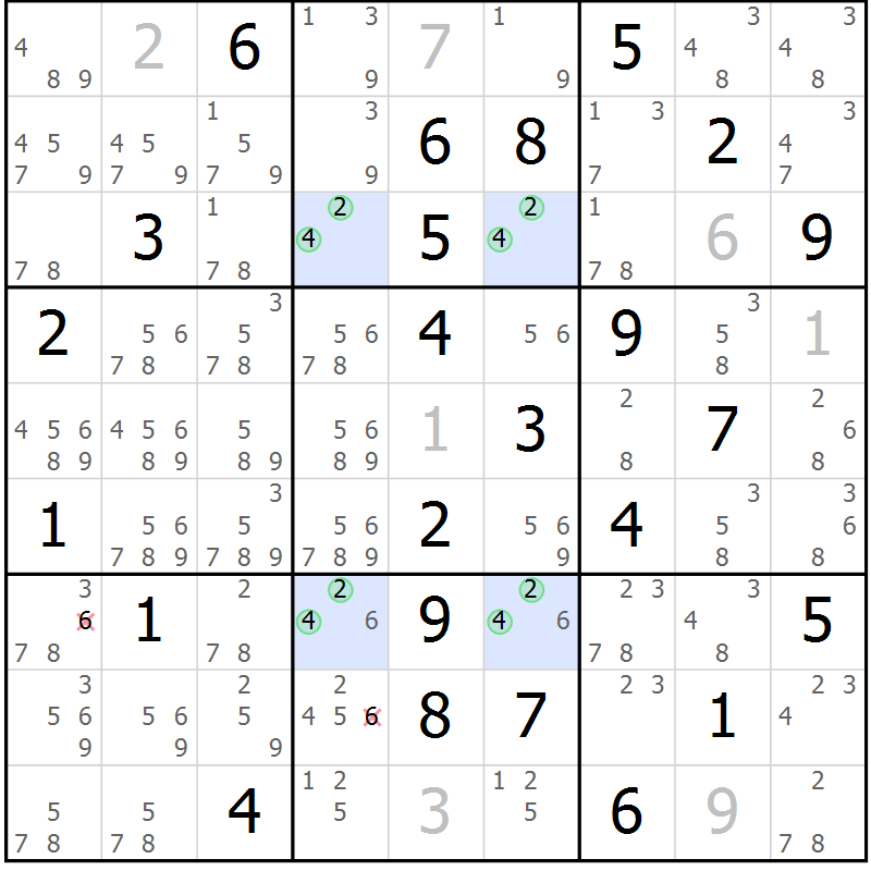 Position des candidats pour la solution de la Gr 82 page 85 du magazine de sudoku Suprême n° 034