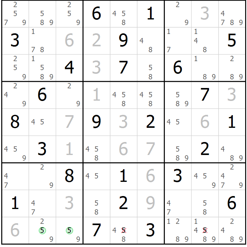 Position des candidats pour la solution de la Gr 83 page 86 du magazine de sudoku Suprême n° 034