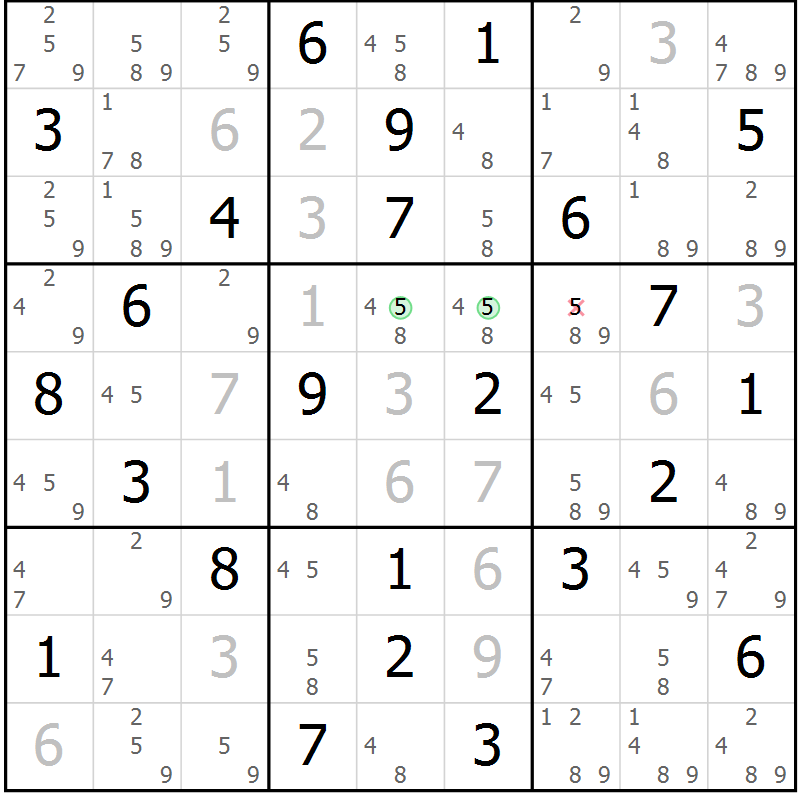 Position des candidats pour la solution de la Gr 83 page 86 du magazine de sudoku Suprême n° 034