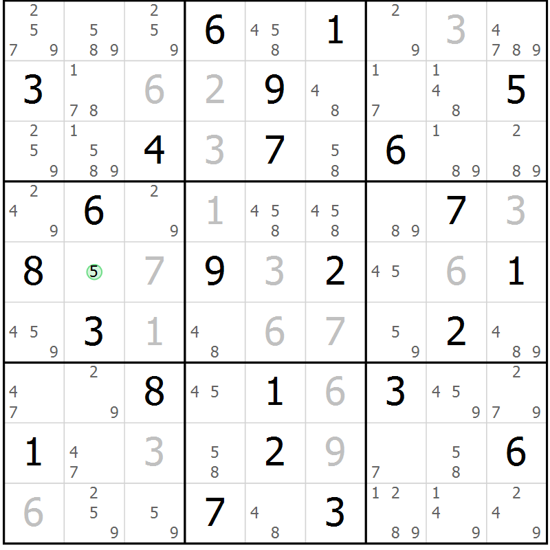 Position des candidats pour la solution de la Gr 83 page 86 du magazine de sudoku Suprême n° 034