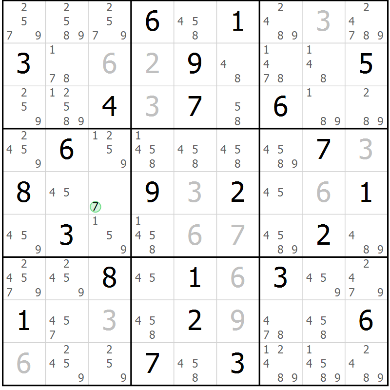 Position des candidats pour la solution de la Gr 83 page 86 du magazine de sudoku Suprême n° 034