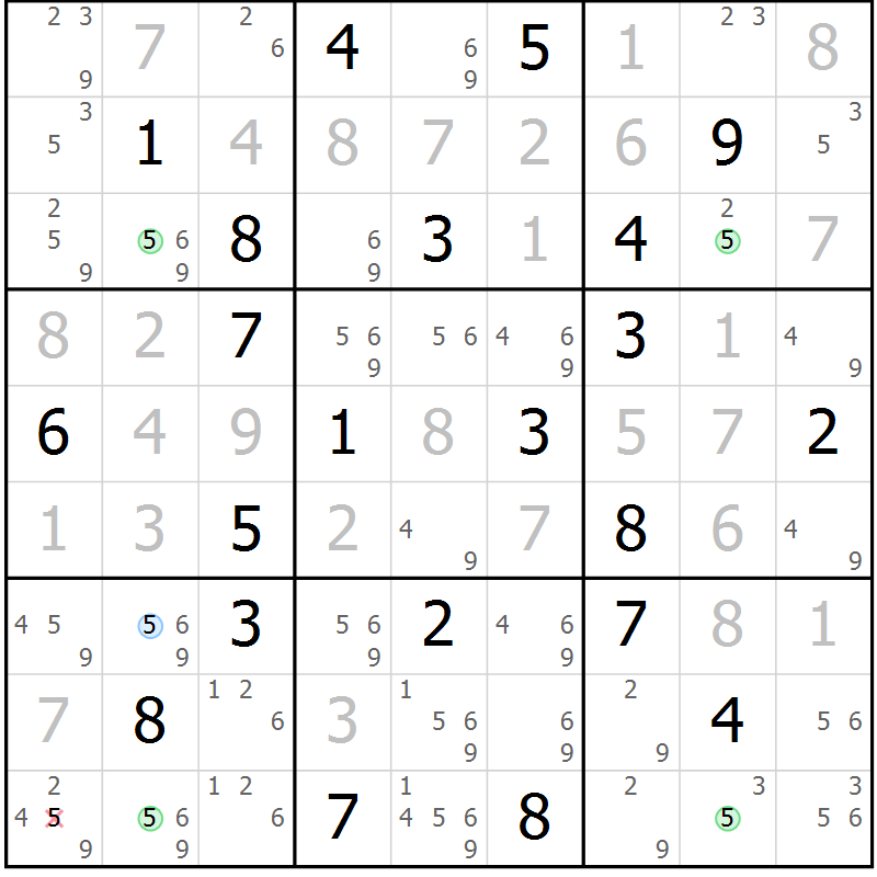 Position des candidats pour la solution de la Gr 1 page 4 du magazine de sudoku Sudoku Suprême n° 036