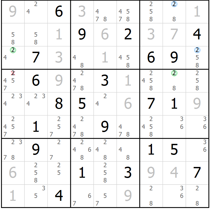 Position des candidats pour la solution de la Gr 10 page 13 du magazine de sudoku Sudoku Suprême n° 036