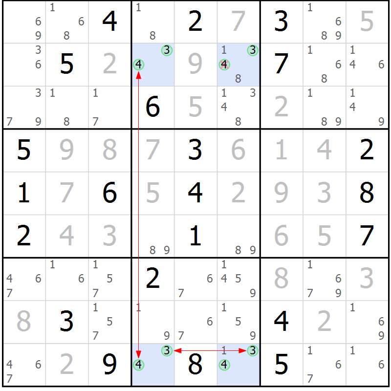 Position des candidats pour la solution de la Gr 11 page 14 du magazine de sudoku Sudoku Suprême n° 036