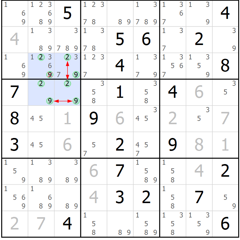 Position des candidats pour la solution de la Gr 12 page 15 du magazine de sudoku Sudoku Suprême n° 036