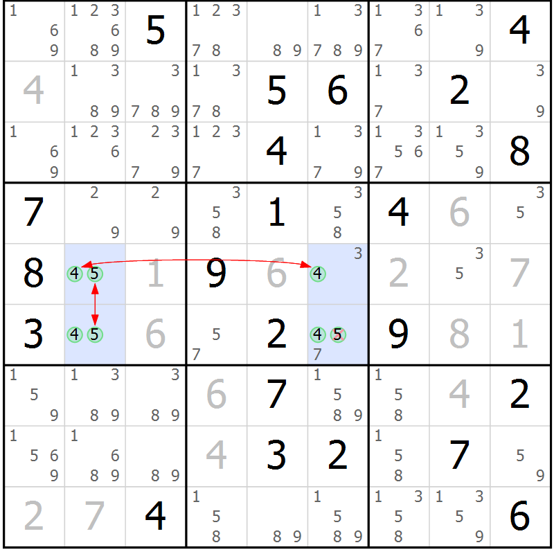 Position des candidats pour la solution de la Gr 12 page 15 du magazine de sudoku Sudoku Suprême n° 036