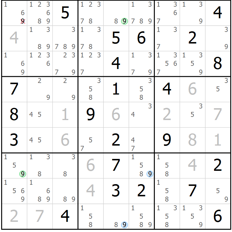 Position des candidats pour la solution de la Gr 12 page 15 du magazine de sudoku Sudoku Suprême n° 036