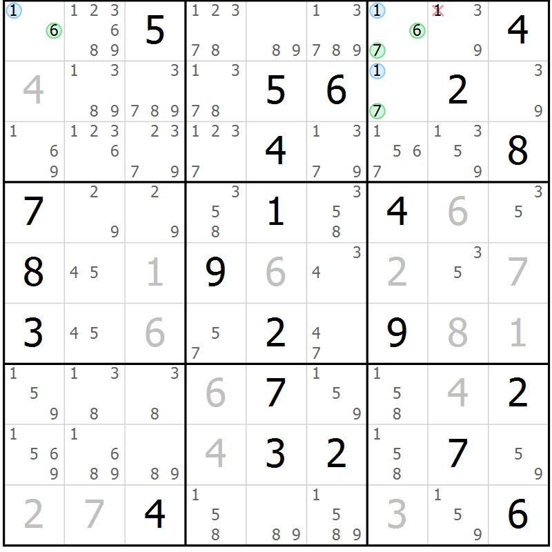 Position des candidats pour la solution de la Gr 12 page 15 du magazine de sudoku Sudoku Suprême n° 036