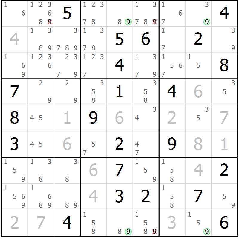 Position des candidats pour la solution de la Gr 12 page 15 du magazine de sudoku Sudoku Suprême n° 036
