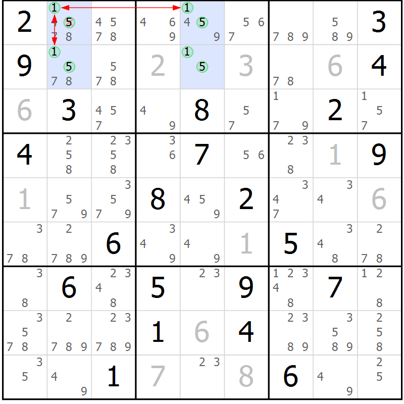 Position des candidats pour la solution de la Gr 13 page 16 du magazine de sudoku Sudoku Suprême n° 036