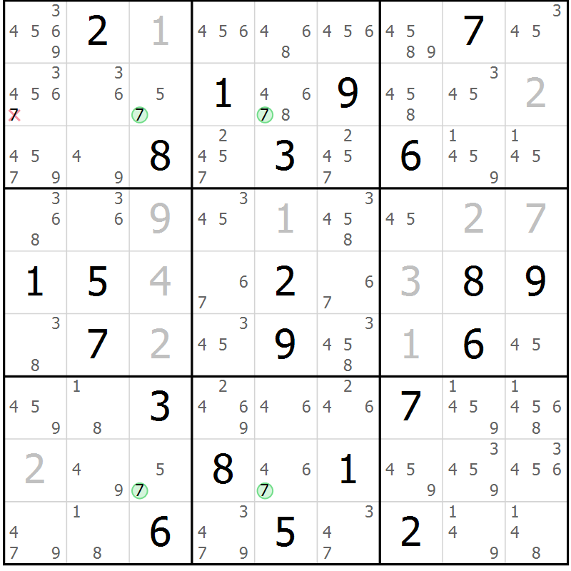 Position des candidats pour la solution de la Gr 14 page 17 du magazine de sudoku Sudoku Suprême n° 036
