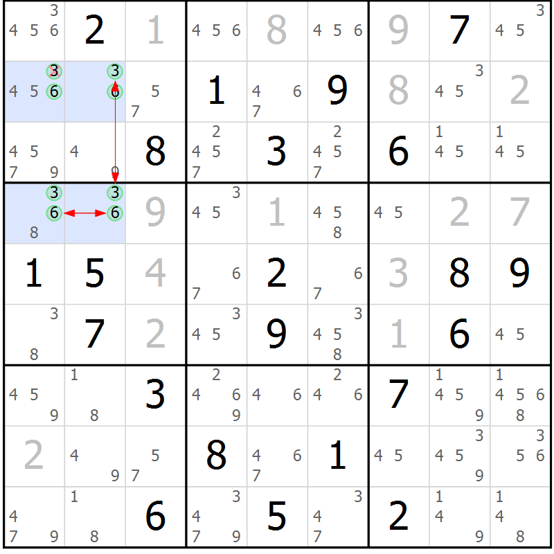 Position des candidats pour la solution de la Gr 14 page 17 du magazine de sudoku Sudoku Suprême n° 036