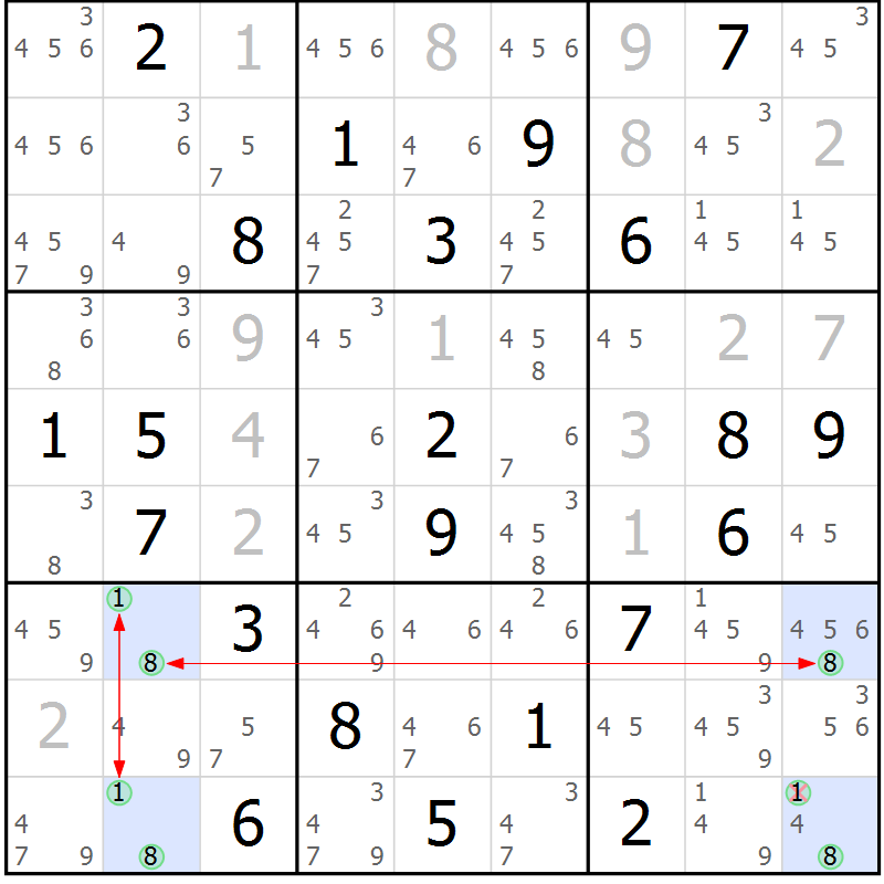 Position des candidats pour la solution de la Gr 14 page 17 du magazine de sudoku Sudoku Suprême n° 036