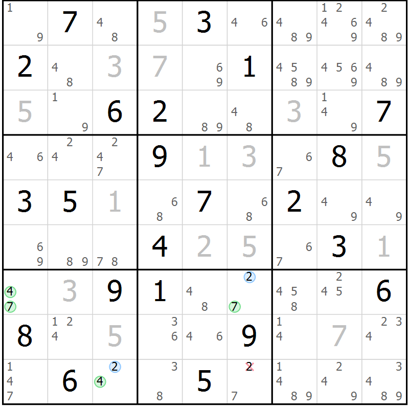 Position des candidats pour la solution de la Gr 15 page 18 du magazine de sudoku Sudoku Suprême n° 036