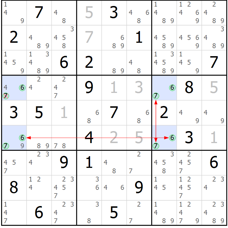 Position des candidats pour la solution de la Gr 15 page 18 du magazine de sudoku Sudoku Suprême n° 036