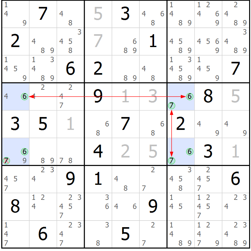 Position des candidats pour la solution de la Gr 15 page 18 du magazine de sudoku Sudoku Suprême n° 036