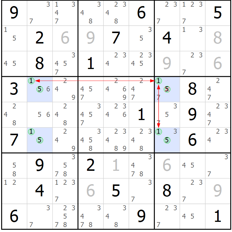 Position des candidats pour la solution de la Gr 17 page 20 du magazine de sudoku Sudoku Suprême n° 036