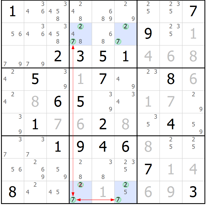 Position des candidats pour la solution de la Gr 2 page 5 du magazine de sudoku Sudoku Suprême n° 036