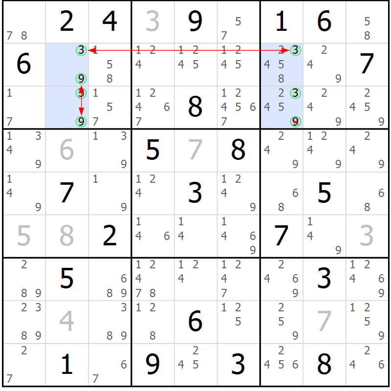 Position des candidats pour la solution de la Gr 30 page 33 du magazine de sudoku Sudoku Suprême n° 036