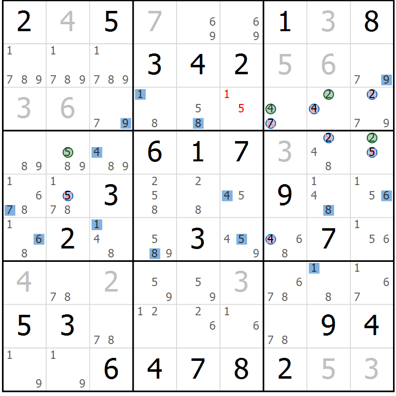 Position des candidats pour la solution de la Gr 32 page 35 du magazine de sudoku Sudoku Suprême n° 036