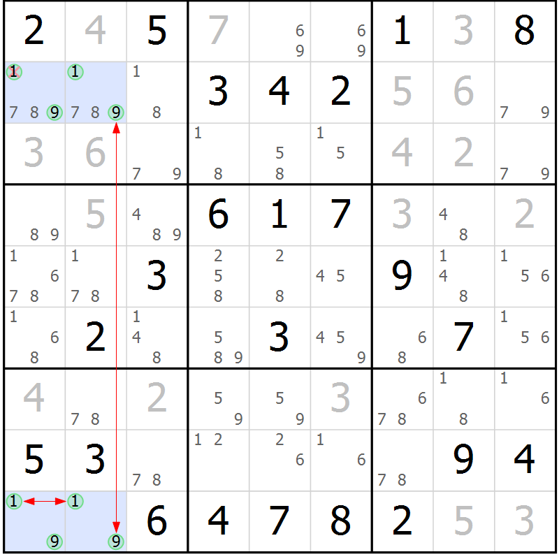 Position des candidats pour la solution de la Gr 32 page 35 du magazine de sudoku Sudoku Suprême n° 036