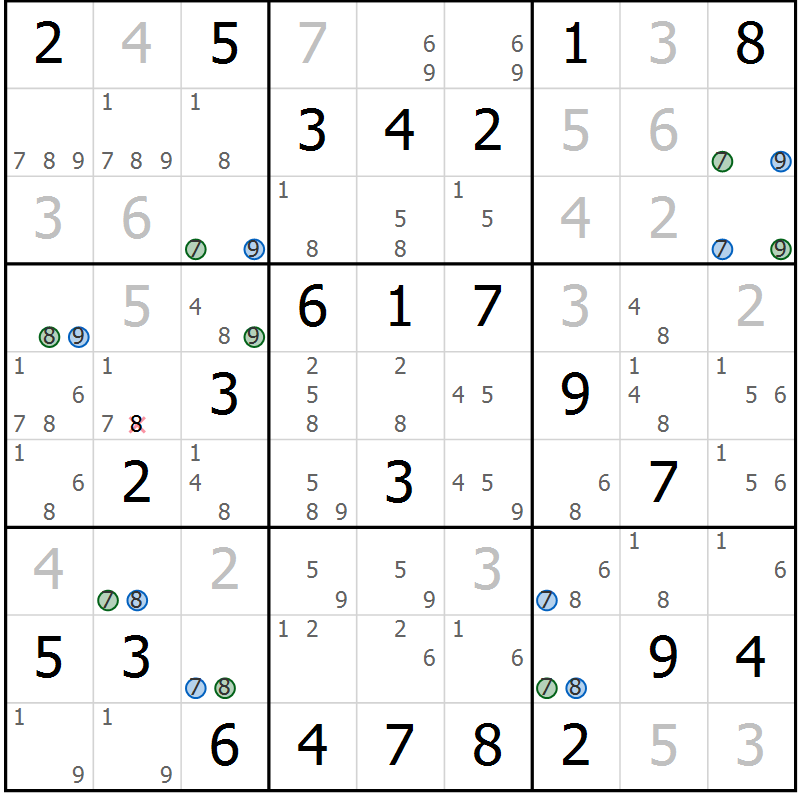 Position des candidats pour la solution de la Gr 32 page 35 du magazine de sudoku Sudoku Suprême n° 036