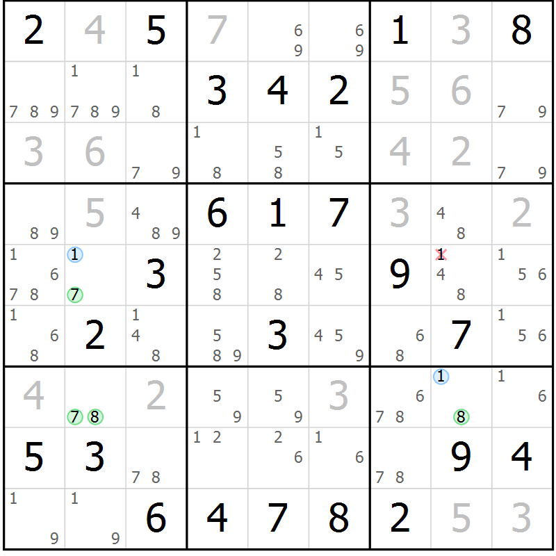 Position des candidats pour la solution de la Gr 32 page 35 du magazine de sudoku Sudoku Suprême n° 036