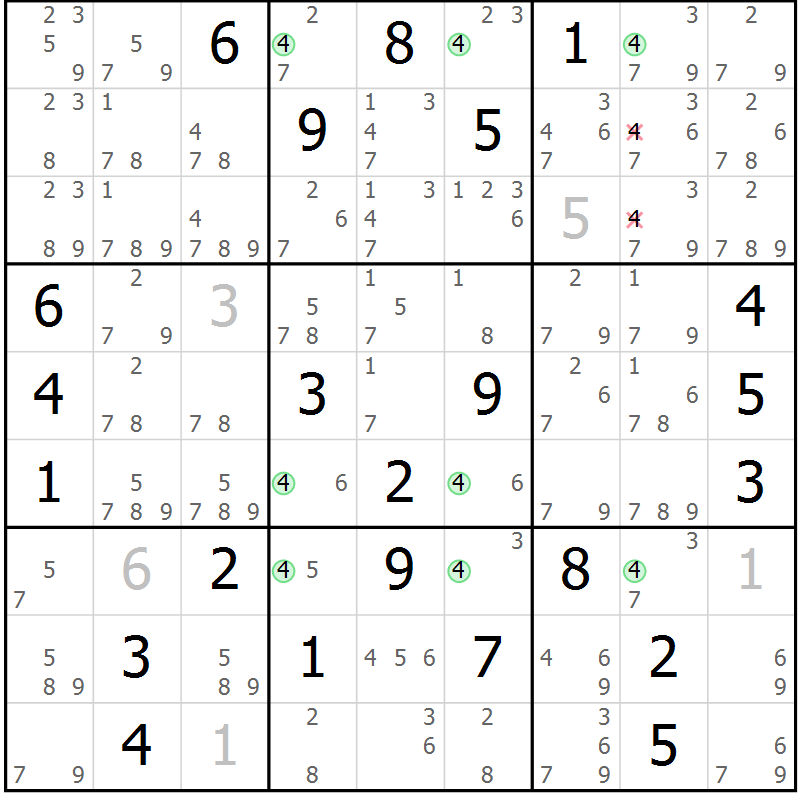 Position des candidats pour la solution de la Gr 34 page 37 du magazine de sudoku Sudoku Suprême n° 036