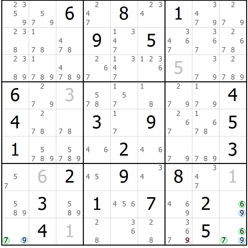 Position des candidats pour la solution de la Gr 34 page 37 du magazine de sudoku Sudoku Suprême n° 036