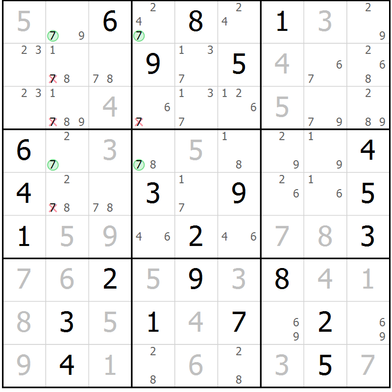 Position des candidats pour la solution de la Gr 34 page 37 du magazine de sudoku Sudoku Suprême n° 036