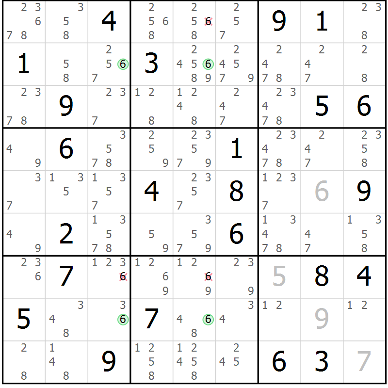 Position des candidats pour la solution de la Gr 37 page 40 du magazine de sudoku Sudoku Suprême n° 036