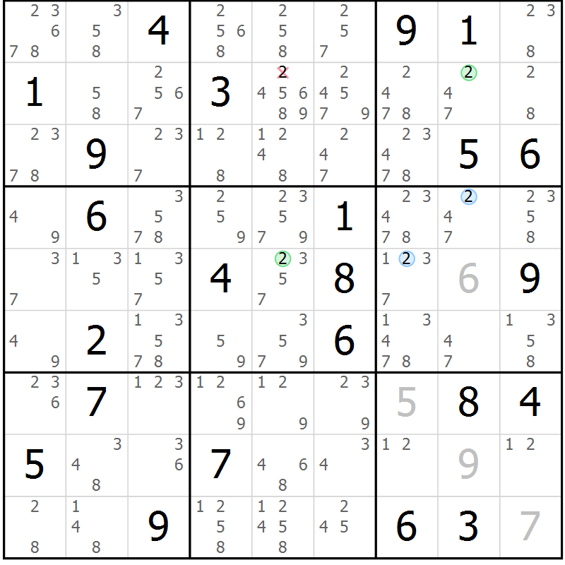 Position des candidats pour la solution de la Gr 37 page 40 du magazine de sudoku Sudoku Suprême n° 036