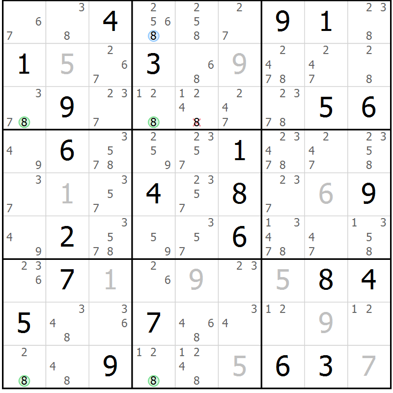 Position des candidats pour la solution de la Gr 37 page 40 du magazine de sudoku Sudoku Suprême n° 036