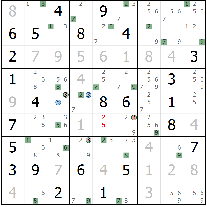 Position des candidats pour la solution de la Gr 38 page 41 du magazine de sudoku Sudoku Suprême n° 036