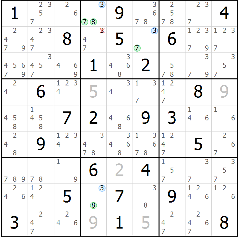 Position des candidats pour la solution de la Gr 41 page 44 du magazine de sudoku Sudoku Suprême n° 036