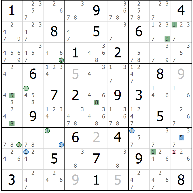 Position des candidats pour la solution de la Gr 41 page 44 du magazine de sudoku Sudoku Suprême n° 036