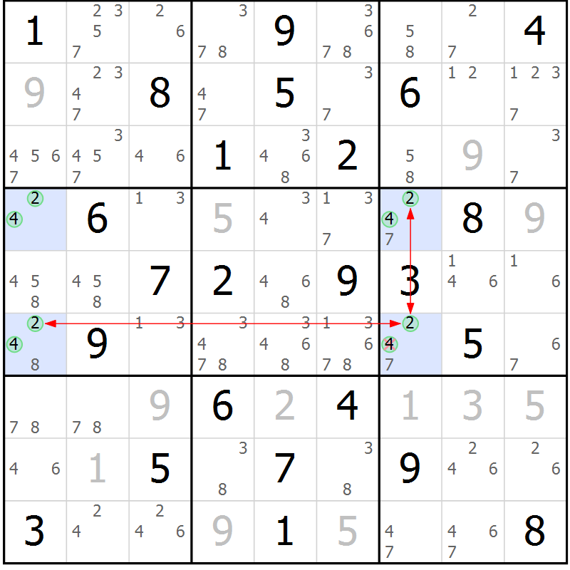 Position des candidats pour la solution de la Gr 41 page 44 du magazine de sudoku Sudoku Suprême n° 036