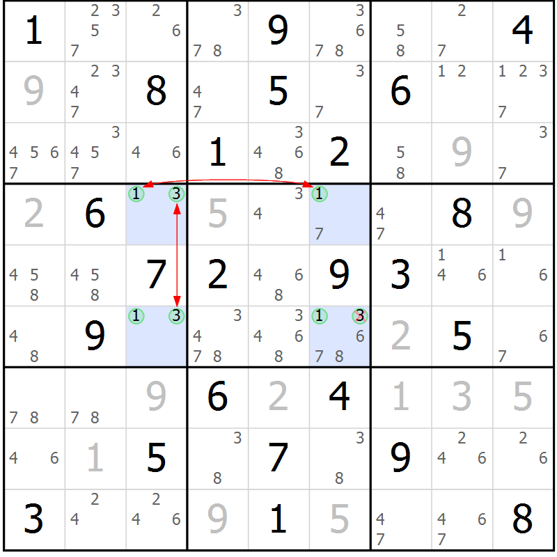 Position des candidats pour la solution de la Gr 41 page 44 du magazine de sudoku Sudoku Suprême n° 036
