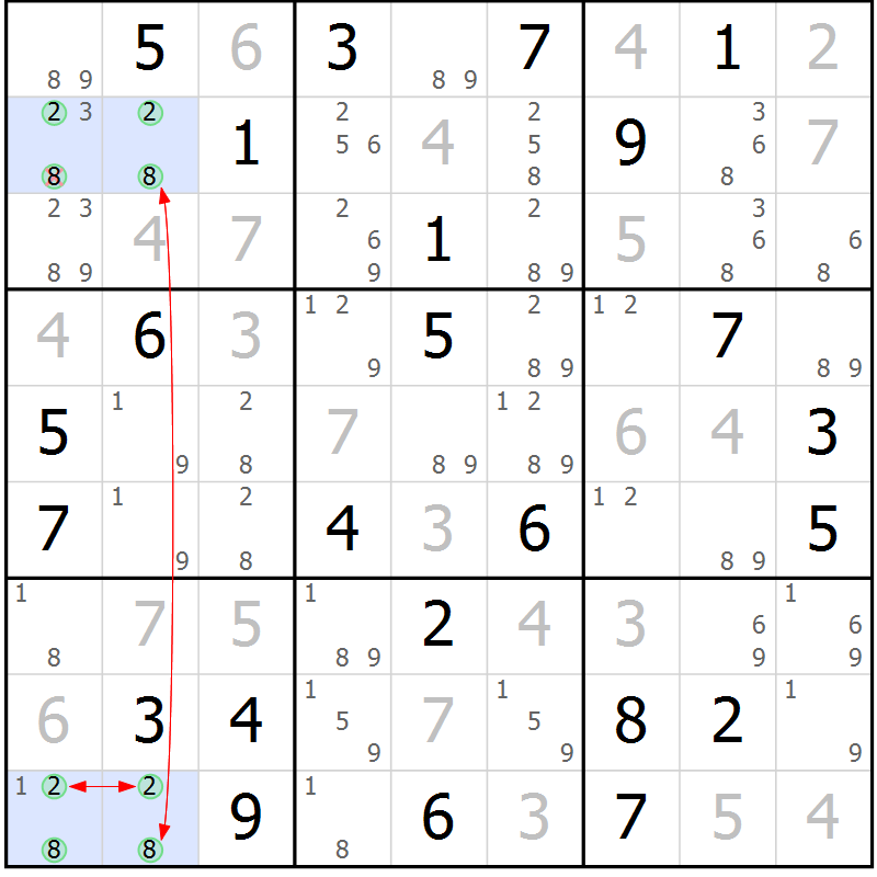 Position des candidats pour la solution de la Gr 44 page 47 du magazine de sudoku Sudoku Suprême n° 036