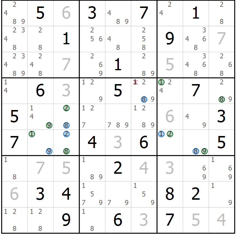 Position des candidats pour la solution de la Gr 44 page 47 du magazine de sudoku Sudoku Suprême n° 036