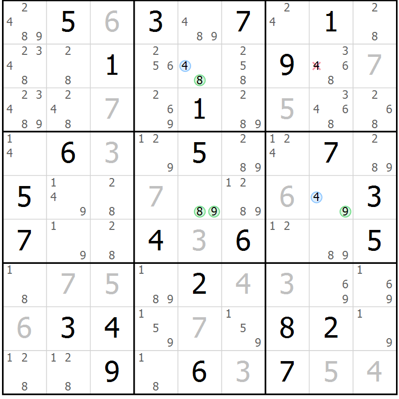 Position des candidats pour la solution de la Gr 44 page 47 du magazine de sudoku Sudoku Suprême n° 036