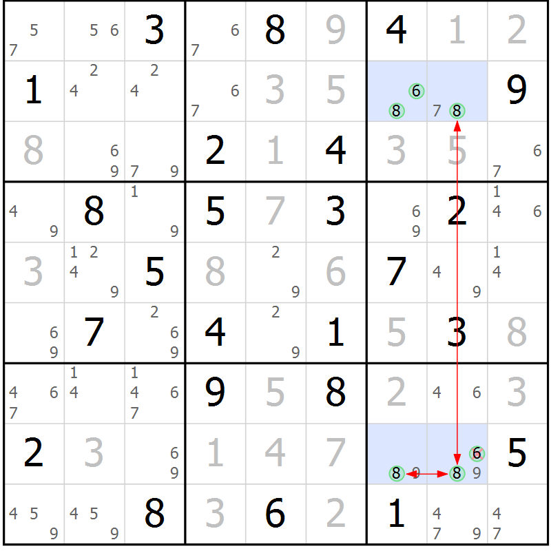 Position des candidats pour la solution de la Gr 47 page 50 du magazine de sudoku Sudoku Suprême n° 036