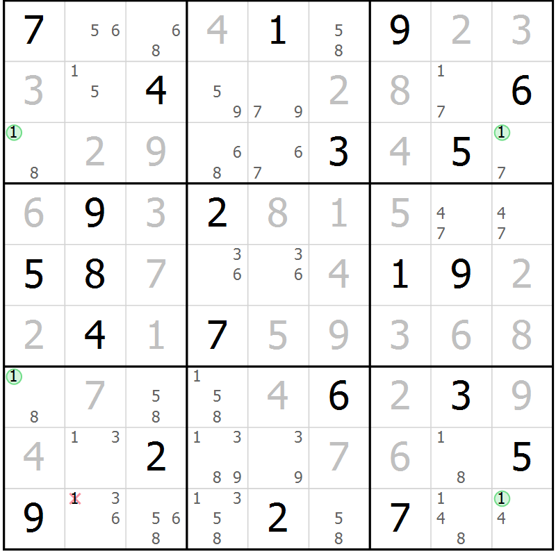 Position des candidats pour la solution de la Gr 5 page 8 du magazine de sudoku Sudoku Suprême n° 036