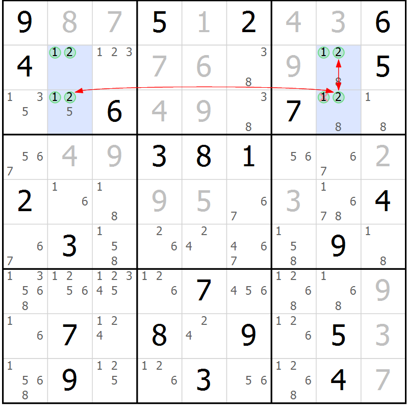 Position des candidats pour la solution de la Gr 53 page 56 du magazine de sudoku Sudoku Suprême n° 036