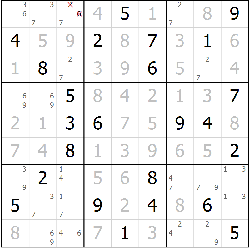 Position des candidats pour la solution de la Gr 56 page 59 du magazine de sudoku Sudoku Suprême n° 036