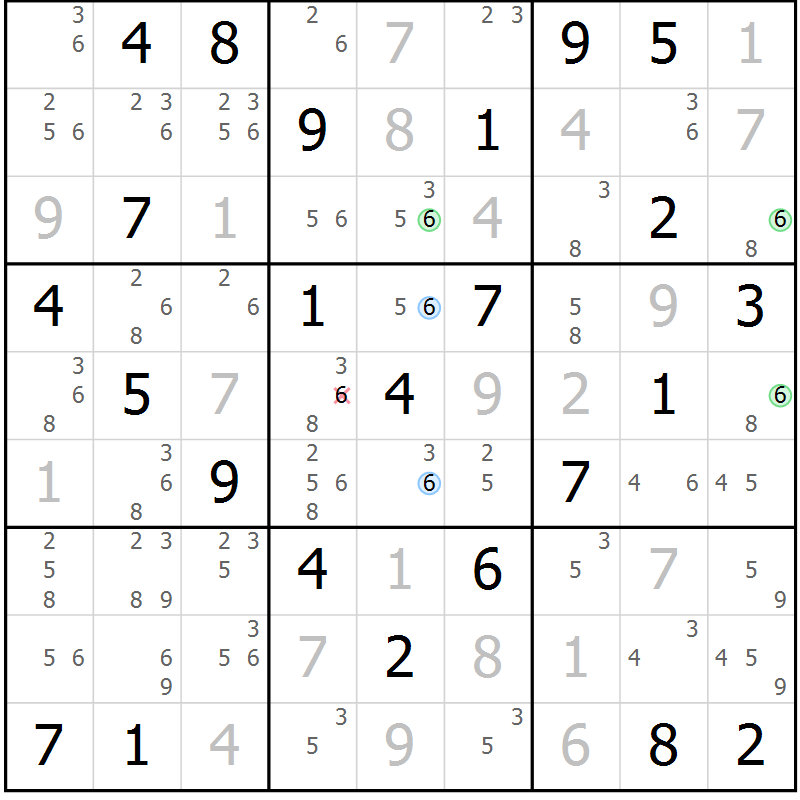 Position des candidats pour la solution de la Gr 57 page 60 du magazine de sudoku Sudoku Suprême n° 036