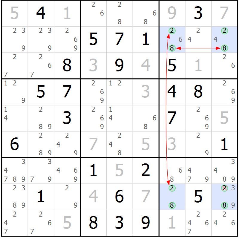 Position des candidats pour la solution de la Gr 65 page 68 du magazine de sudoku Sudoku Suprême n° 036