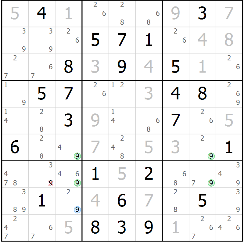 Position des candidats pour la solution de la Gr 65 page 68 du magazine de sudoku Sudoku Suprême n° 036