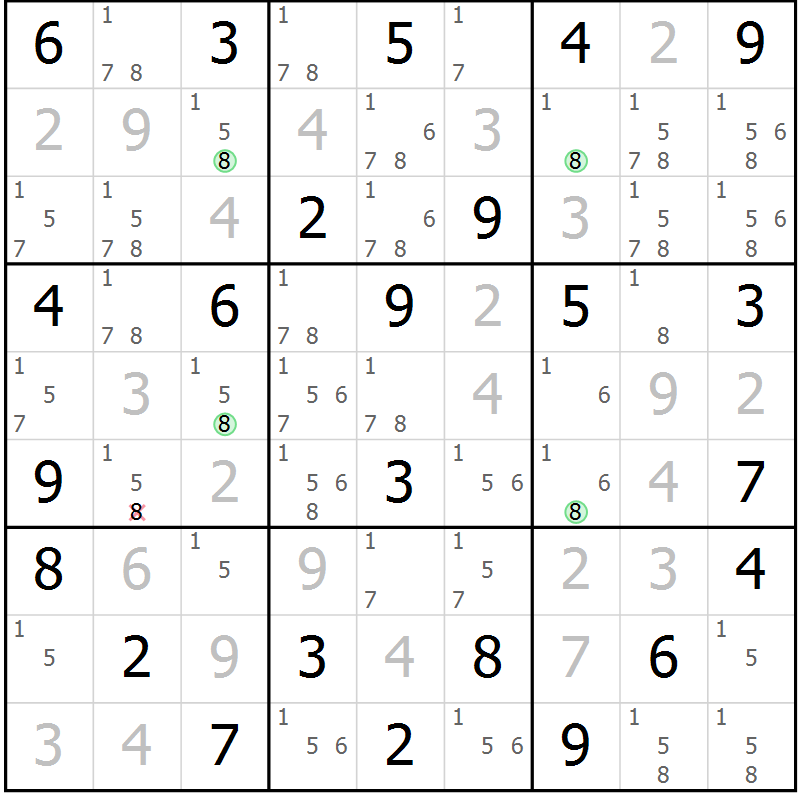 Position des candidats pour la solution de la Gr 78 page 81 du magazine de sudoku Sudoku Suprême n° 036